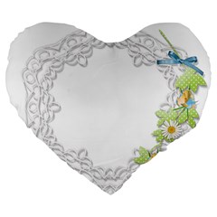 Scrapbook Element Lace Embroidery Large 19  Premium Flano Heart Shape Cushions by Nexatart