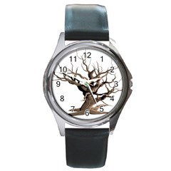 Tree Isolated Dead Plant Weathered Round Metal Watch by Nexatart