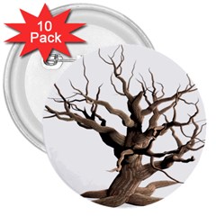 Tree Isolated Dead Plant Weathered 3  Buttons (10 Pack)  by Nexatart