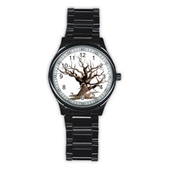 Tree Isolated Dead Plant Weathered Stainless Steel Round Watch by Nexatart