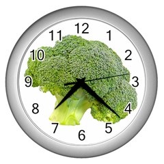 Broccoli Bunch Floret Fresh Food Wall Clocks (silver)  by Nexatart