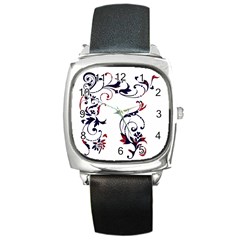 Scroll Border Swirls Abstract Square Metal Watch by Nexatart