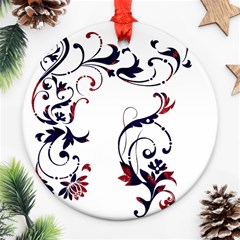 Scroll Border Swirls Abstract Round Ornament (two Sides) by Nexatart