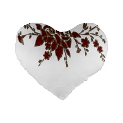 Scrapbook Element Nature Flowers Standard 16  Premium Flano Heart Shape Cushions by Nexatart