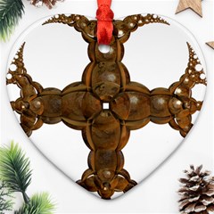 Cross Golden Cross Design 3d Ornament (heart) by Nexatart