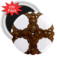 Cross Golden Cross Design 3d 3  Magnets (100 Pack) by Nexatart