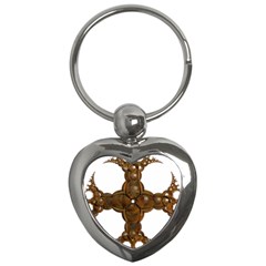 Cross Golden Cross Design 3d Key Chains (heart)  by Nexatart