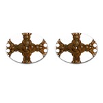 Cross Golden Cross Design 3d Cufflinks (Oval) Front(Pair)