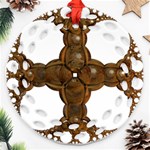 Cross Golden Cross Design 3d Round Filigree Ornament (Two Sides) Front