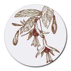 Floral Spray Gold And Red Pretty Round Mousepads by Nexatart