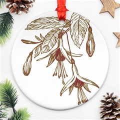 Floral Spray Gold And Red Pretty Ornament (round) by Nexatart