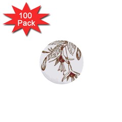 Floral Spray Gold And Red Pretty 1  Mini Buttons (100 Pack)  by Nexatart