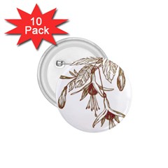 Floral Spray Gold And Red Pretty 1 75  Buttons (10 Pack)