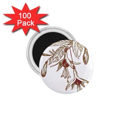 Floral Spray Gold And Red Pretty 1 75  Magnets (100 Pack)  by Nexatart