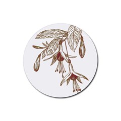 Floral Spray Gold And Red Pretty Rubber Round Coaster (4 Pack)  by Nexatart