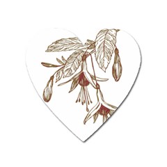 Floral Spray Gold And Red Pretty Heart Magnet by Nexatart