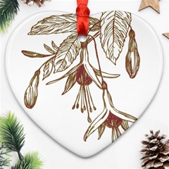 Floral Spray Gold And Red Pretty Heart Ornament (two Sides) by Nexatart