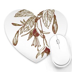 Floral Spray Gold And Red Pretty Heart Mousepads by Nexatart