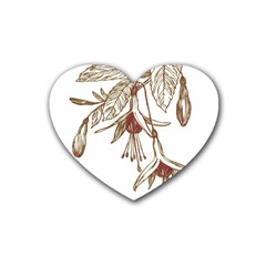 Floral Spray Gold And Red Pretty Heart Coaster (4 Pack)  by Nexatart