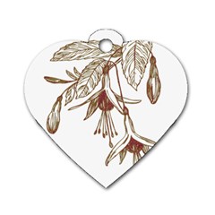 Floral Spray Gold And Red Pretty Dog Tag Heart (one Side) by Nexatart