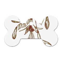 Floral Spray Gold And Red Pretty Dog Tag Bone (one Side) by Nexatart