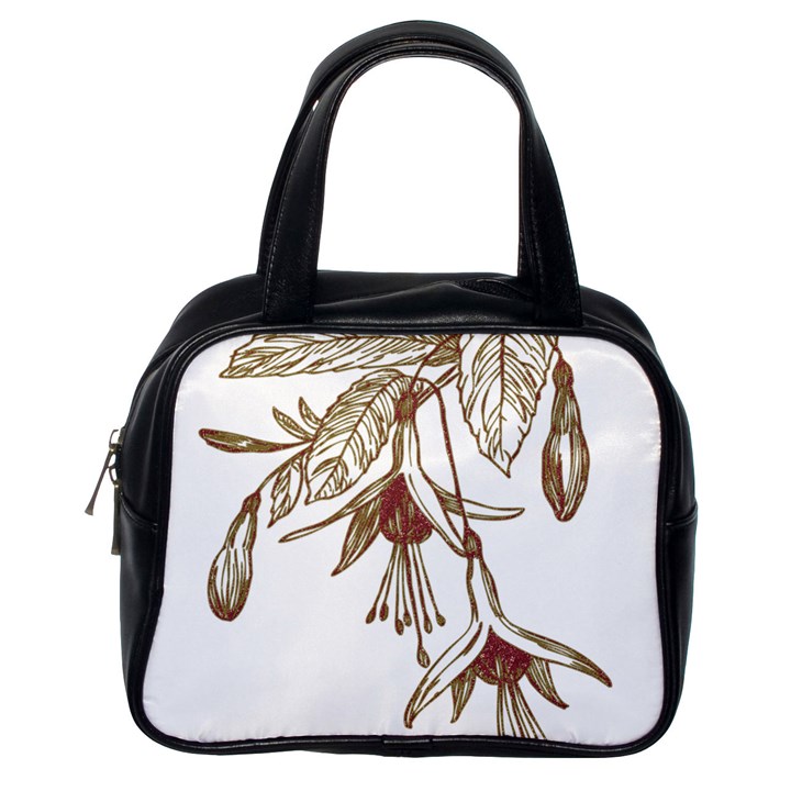 Floral Spray Gold And Red Pretty Classic Handbags (One Side)