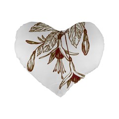 Floral Spray Gold And Red Pretty Standard 16  Premium Flano Heart Shape Cushions by Nexatart