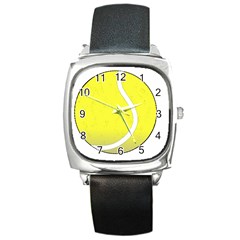 Tennis Ball Ball Sport Fitness Square Metal Watch by Nexatart