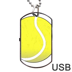 Tennis Ball Ball Sport Fitness Dog Tag Usb Flash (one Side) by Nexatart