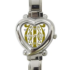 Gold Scroll Design Ornate Ornament Heart Italian Charm Watch