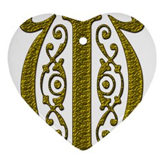 Gold Scroll Design Ornate Ornament Heart Ornament (two Sides) by Nexatart