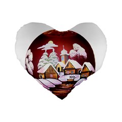 Christmas Decor Christmas Ornaments Standard 16  Premium Flano Heart Shape Cushions by Nexatart