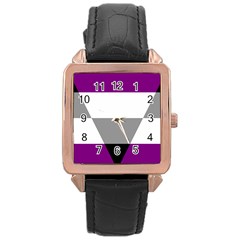 Aegosexual Autochorissexual Flag Rose Gold Leather Watch  by Mariart