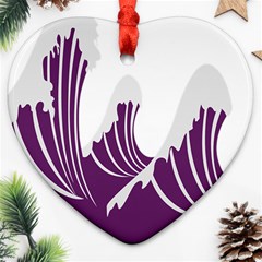 Waves Purple Wave Water Chevron Sea Beach Ornament (heart)