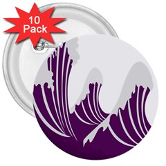 Waves Purple Wave Water Chevron Sea Beach 3  Buttons (10 Pack) 