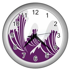 Waves Purple Wave Water Chevron Sea Beach Wall Clocks (silver) 