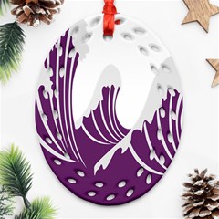 Waves Purple Wave Water Chevron Sea Beach Ornament (oval Filigree) by Mariart