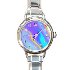 Aurora Color Rainbow Space Blue Sky Purple Yellow Round Italian Charm Watch