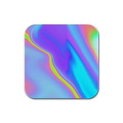 Aurora Color Rainbow Space Blue Sky Purple Yellow Rubber Square Coaster (4 Pack) 