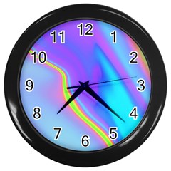 Aurora Color Rainbow Space Blue Sky Purple Yellow Wall Clocks (black)