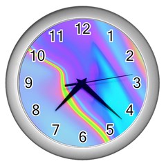 Aurora Color Rainbow Space Blue Sky Purple Yellow Wall Clocks (silver) 