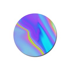 Aurora Color Rainbow Space Blue Sky Purple Yellow Rubber Round Coaster (4 Pack)  by Mariart