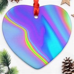 Aurora Color Rainbow Space Blue Sky Purple Yellow Heart Ornament (two Sides)