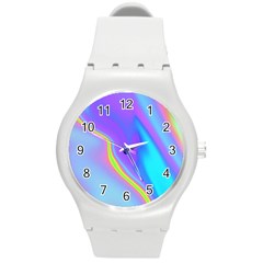 Aurora Color Rainbow Space Blue Sky Purple Yellow Round Plastic Sport Watch (m)