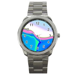 Aurora Color Rainbow Space Blue Sky Purple Yellow Green Sport Metal Watch