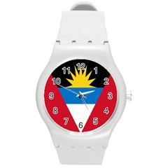 Banner Flag Sun Line Chevron Red White Black Blue Round Plastic Sport Watch (m) by Mariart