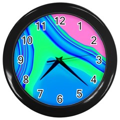 Aurora Color Rainbow Space Blue Sky Wall Clocks (black)