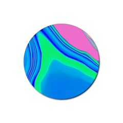 Aurora Color Rainbow Space Blue Sky Rubber Round Coaster (4 Pack)  by Mariart