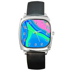 Aurora Color Rainbow Space Blue Sky Square Metal Watch by Mariart