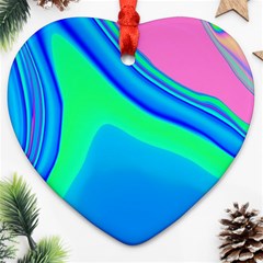 Aurora Color Rainbow Space Blue Sky Heart Ornament (two Sides)